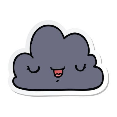 sevimli çizgi bulut etiket