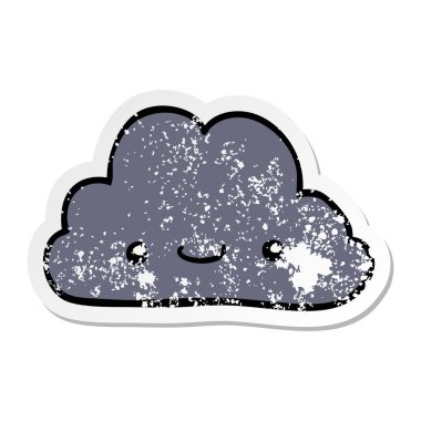 sevimli çizgi bulut sıkıntılı etiket