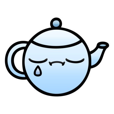 Degrade gölgeli karikatür üzgün çaydanlık