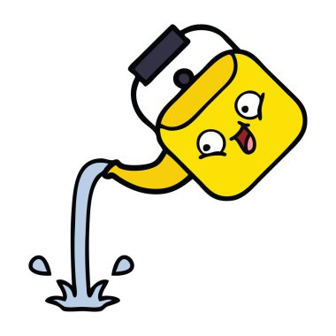 sevimli çizgi dökerek su ısıtıcısı