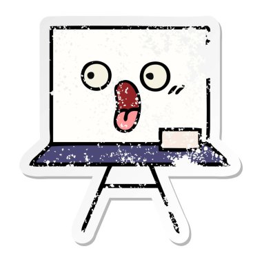 bir sevimli çizgi beyaz tahta sıkıntılı etiket