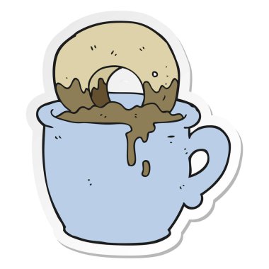 etiket dunked kahvesine bir karikatür donut