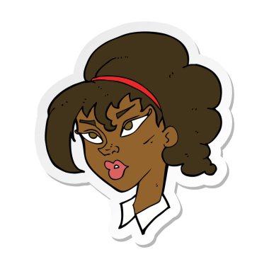 etiket bir çizgi film güzel kadın