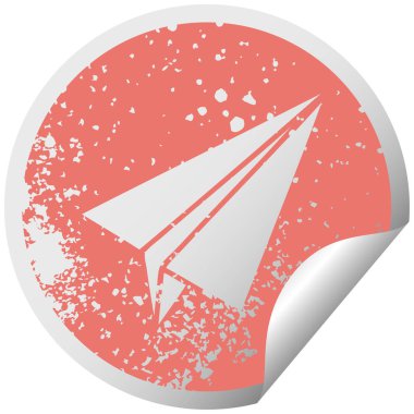 sıkıntılı dairesel peeling etiket sembolü kağıt uçak