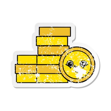 sevimli çizgi sıkıntılı etiket paralar