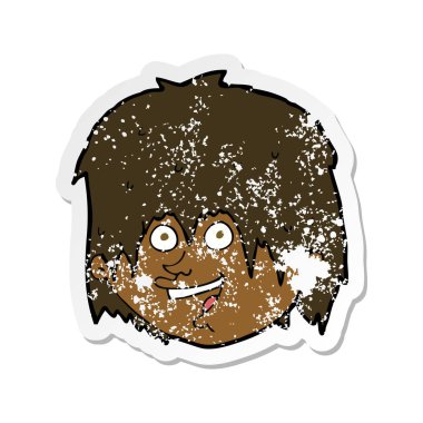 karikatür mutlu bir adamın Retro sıkıntılı etiket