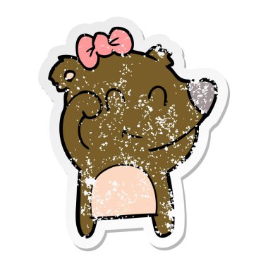 bir kadın ayı karikatür sıkıntılı etiket