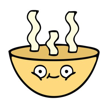 bir kase sıcak çorba sevimli çizgi