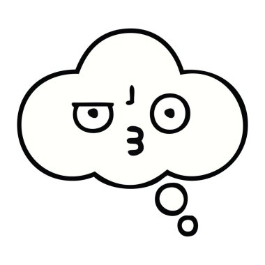 sevimli çizgi bir düşünce balonu