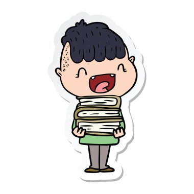 etiket yeni kitaplarla bir karikatür mutlu çocuk