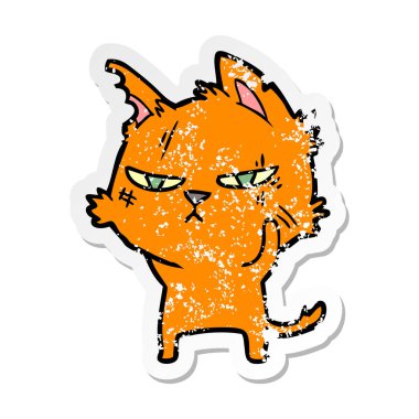 bir zor karikatür kedi sıkıntılı etiket