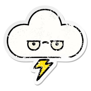 sevimli çizgi fırtına bulutu sıkıntılı etiket