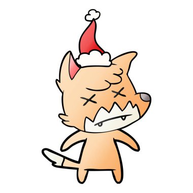 ölü fox giyen Noel Baba şapkası, degrade çizgi film