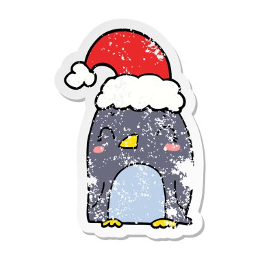 şirin bir Noel penguen sıkıntılı etiket