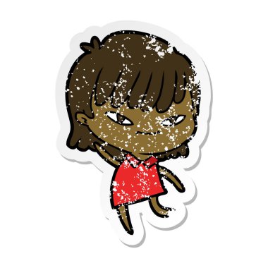 bir çizgi film kadının sıkıntılı etiket