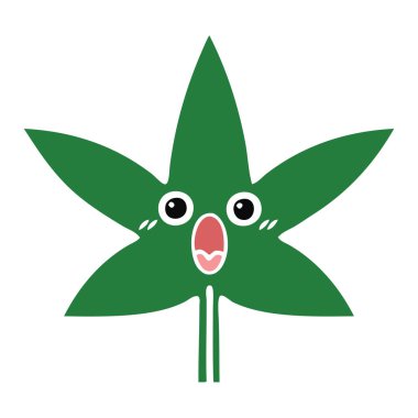 düz renk retro karikatür marihuana yaprağı