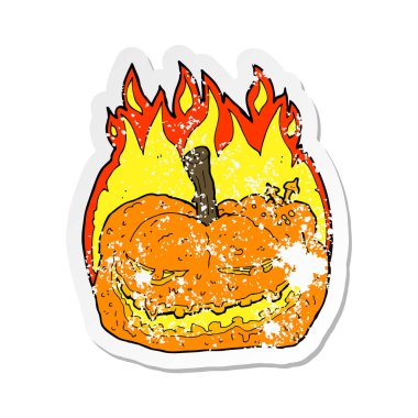 bir karikatür Retro sıkıntılı etiket Cadılar Bayramı Balkabağı