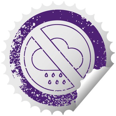 sıkıntılı dairesel peeling etiket sembolü bir yağmur işareti izin