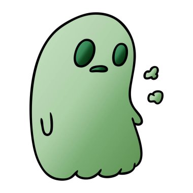 kawaii sevimli hayalet degrade çizgi film