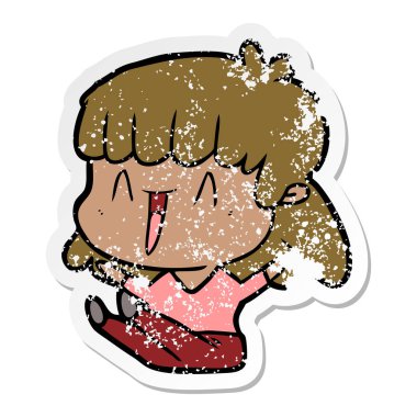 bir çizgi film kadının sıkıntılı etiket