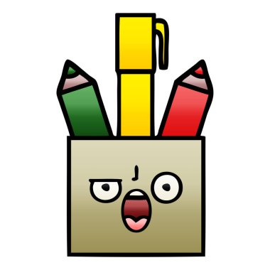 Degrade gölgeli karikatür kalem pot