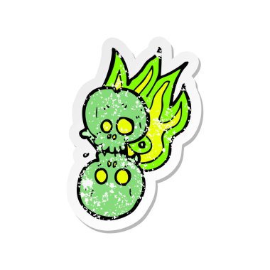 bir karikatür Retro sıkıntılı etiket Cadılar Bayramı kemik numarası