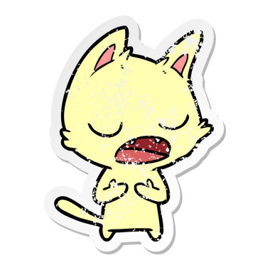 konuşan bir kedi karikatür sıkıntılı etiket