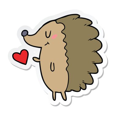 sevimli çizgi kirpi etiket