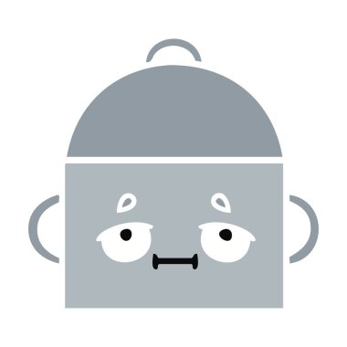 düz renk retro karikatür pot pişirme