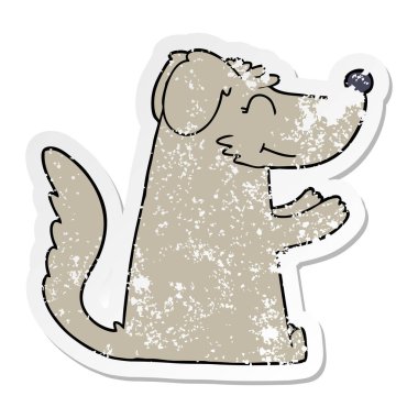 bir mutlu karikatür köpek sıkıntılı etiket