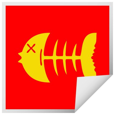 ilginç Meydanı etiket karikatür ölü balık kemik peeling