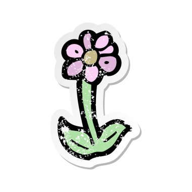 bir çizgi film çiçek sembol Retro sıkıntılı etiket