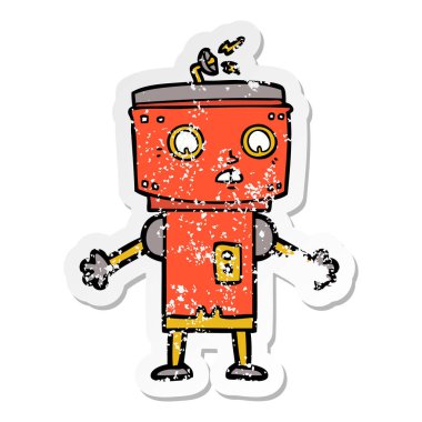 bir çizgi film robot sıkıntılı etiket