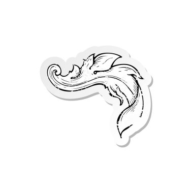 Retro sıkıntılı etiket geleneksel el çiçek swir çizilmiş