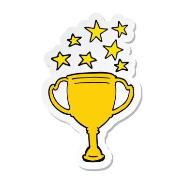 bir çizgi film spor kupa etiket