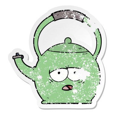 bir çizgi film Kettle sıkıntılı etiket