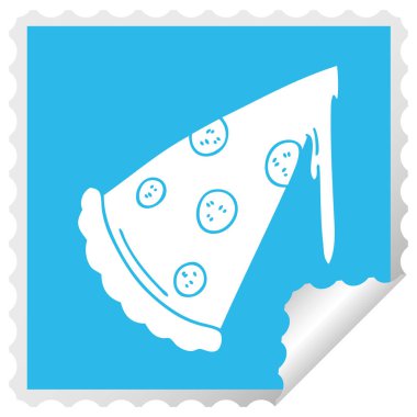 ilginç kare peeling etiket karikatür dilim pizza