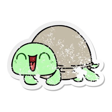 ilginç bir el sıkıntılı etiket karikatür kaplumbağa çizilmiş