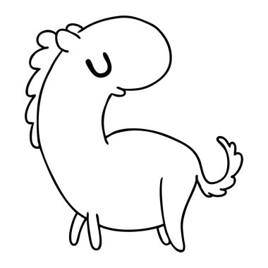 çizim için kawaii şirin bir at