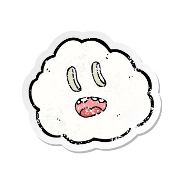 bir çizgi film ürkütücü bulut Retro sıkıntılı etiket