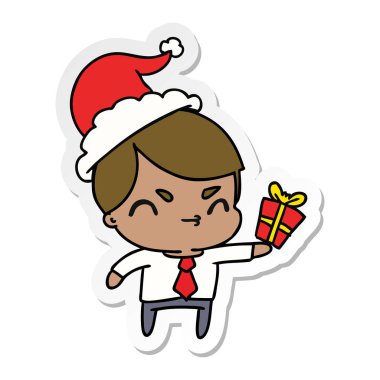 Noel etiket karikatür kawaii çocuğun el çekilmiş