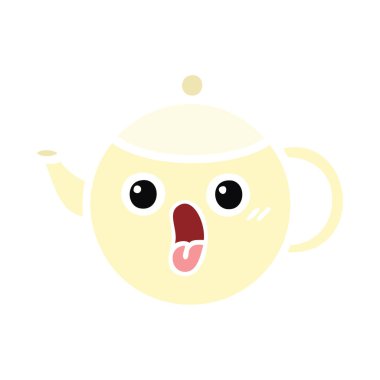 düz renk retro karikatür çaydanlık