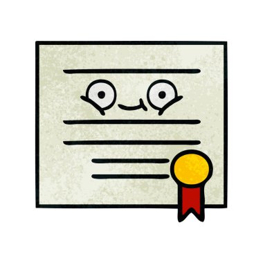 Retro grunge doku karikatür mezuniyet diploma