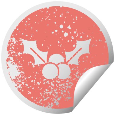 dairesel peeling etiket sembolü Noel holly sıkıntılı