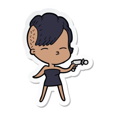 ışın silahı işaret eden bir çizgi film kısma kız etiketi