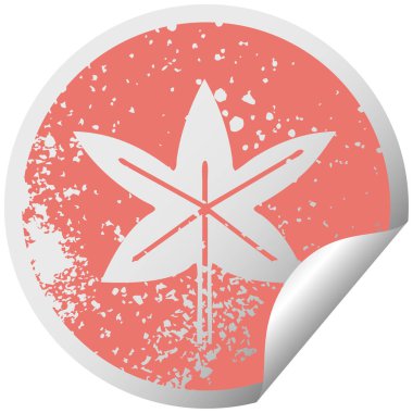 sıkıntılı dairesel peeling etiket sembolü bir sonbahar yaprak