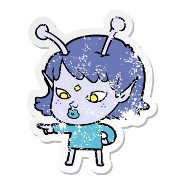 bir güzel çizgi film uzaylı kızın sıkıntılı etiket