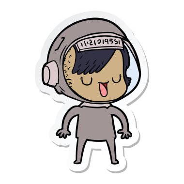 bir çizgi film astronot kadının etiket