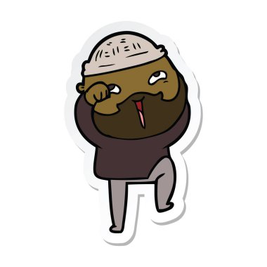 etiket karikatür mutlu bir sakallı adamın