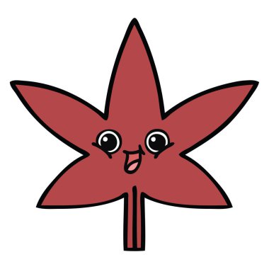 sevimli çizgi bir sonbahar yaprak